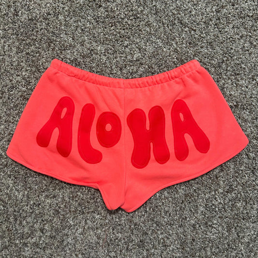 Patchwork Beach Shorts | Blue, Coral, Palm, Aloha Tropical Summer Lounge