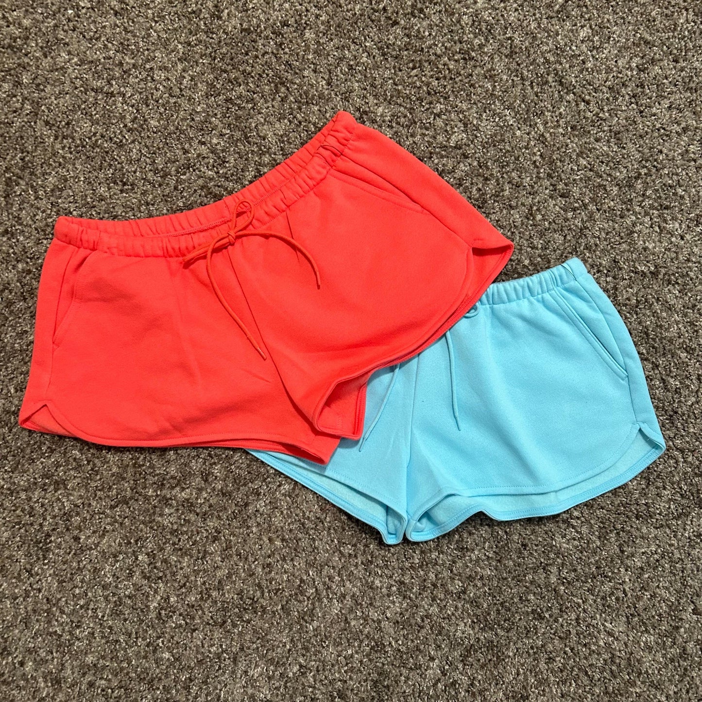 Patchwork Beach Shorts | Blue, Coral, Palm, Aloha Tropical Summer Lounge