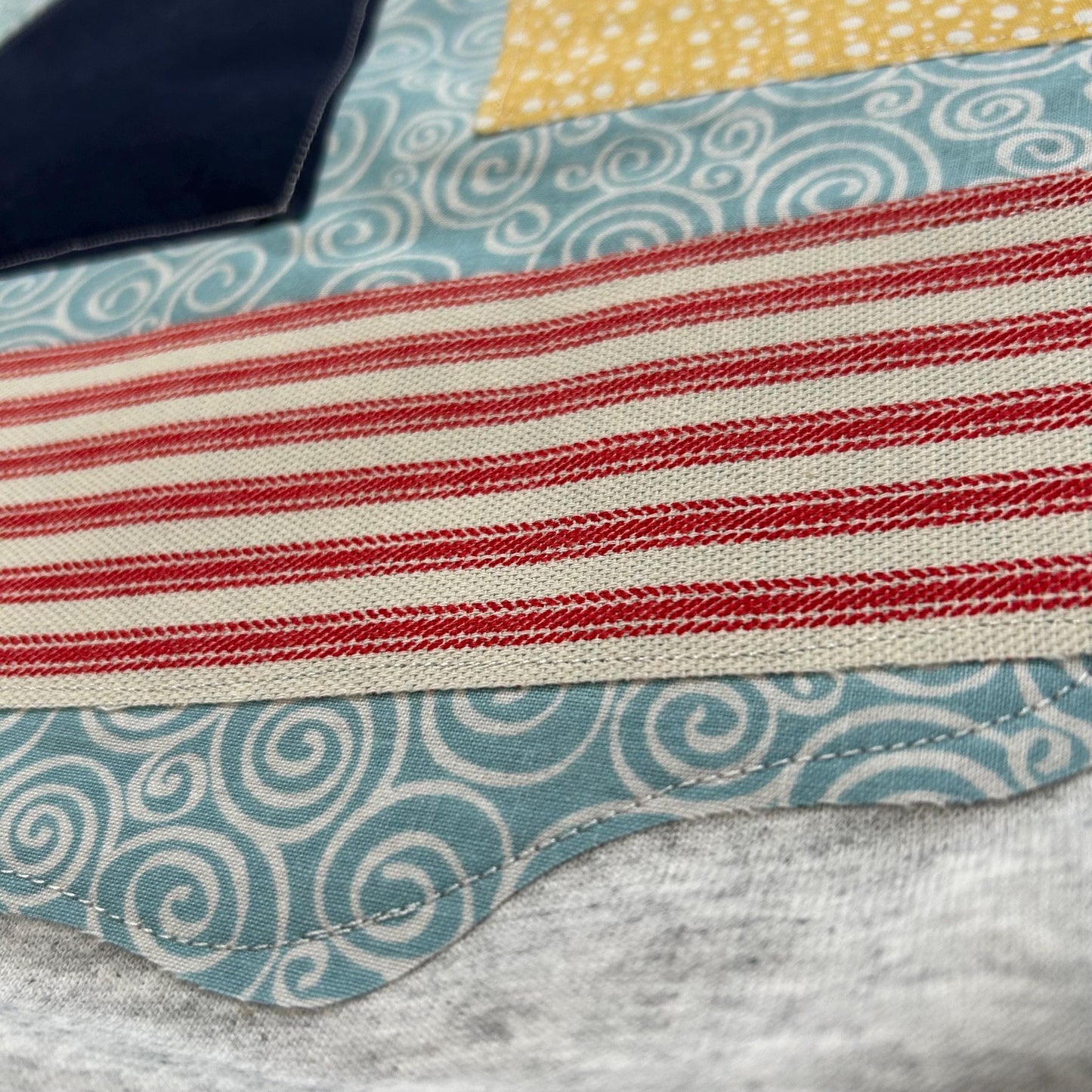 Sailboat Patchwork Hoodie: Sewn Fabric, Beachy Coastal Style
