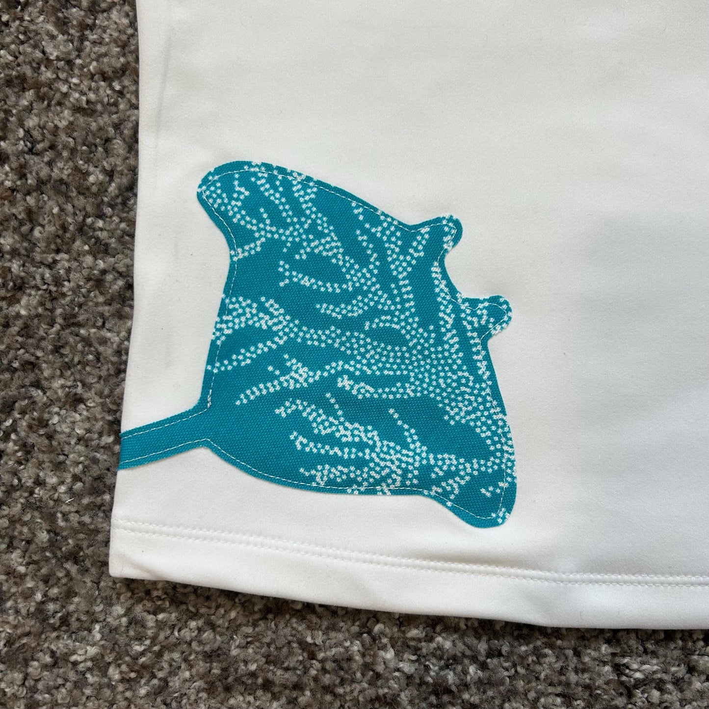 White Tube Top with Blue Stingray | Ocean Graphic Bandeau | Summer Beach Top | Handmade Patchwork