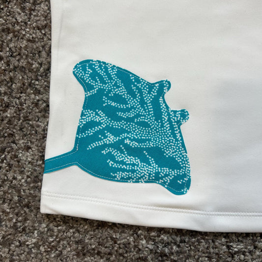 White Tube Top with Blue Stingray | Ocean Graphic Bandeau | Summer Beach Top | Handmade Patchwork