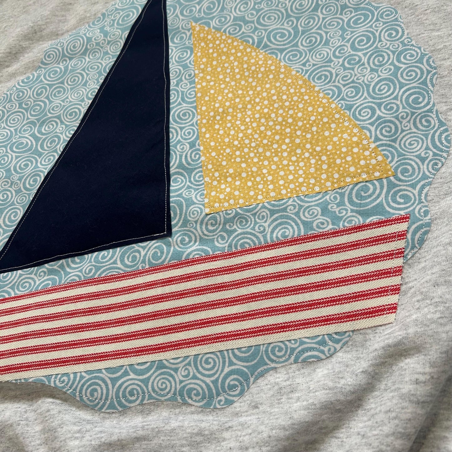 Sailboat Patchwork Hoodie: Sewn Fabric, Beachy Coastal Style