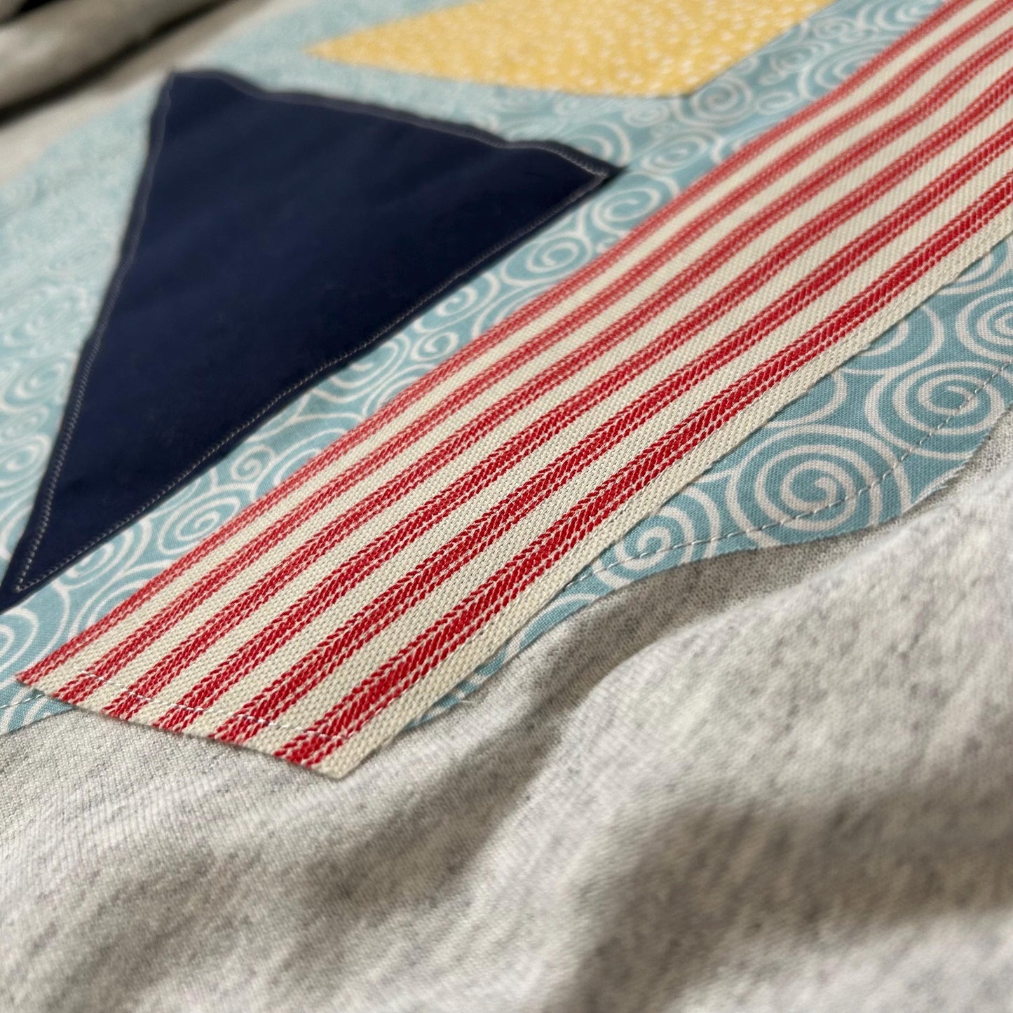 Sailboat Patchwork Hoodie: Sewn Fabric, Beachy Coastal Style