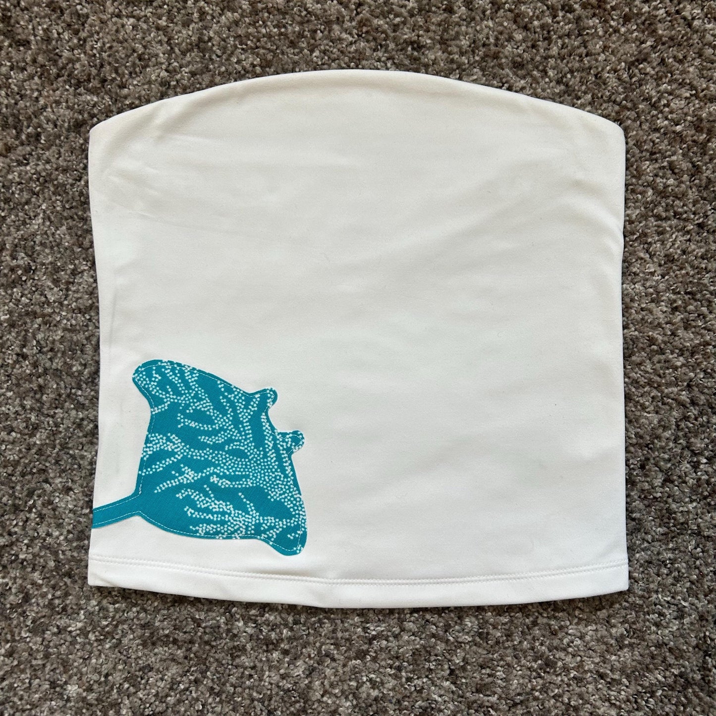 White Tube Top with Blue Stingray | Ocean Graphic Bandeau | Summer Beach Top | Handmade Patchwork