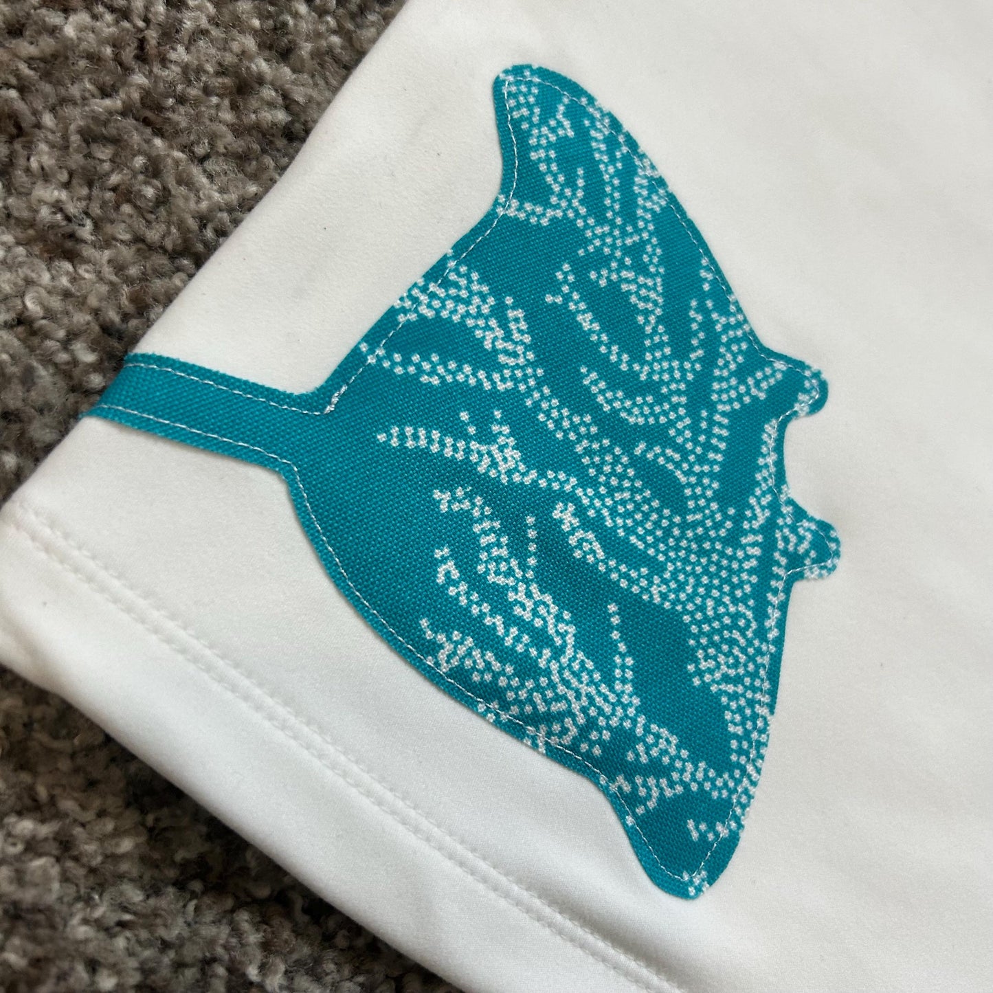 White Tube Top with Blue Stingray | Ocean Graphic Bandeau | Summer Beach Top | Handmade Patchwork